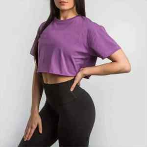 Camiseta Corta Deportiva para Mujer, Verano, Transpirable, Poliéster/Algodón, Personalizable - Product Image 3