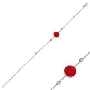 Coral Stone Design <b>Charm</b> Thin Bracelet Turkish Wholesale Handmade 925 Sterling Silver Jewelry - Product Image 2