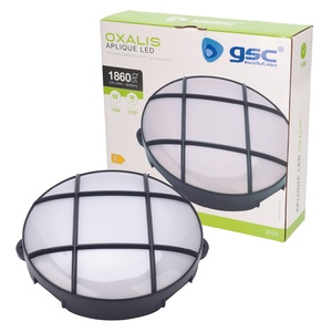 Lampada da parete LED da esterno rotonda Oxalis con griglia 15W 950Lm 6500K IP65 nera (GSC 200205007) - Product Image 3