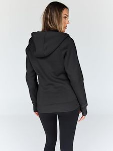 Sweat-shirt à capuche zippé décontracté pour femme, 100% coton, sport, automne, hiver - Product Image 3