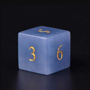 Dés en pierre de haute qualité, angelite, cristal naturel, pierres de guérison reiki, pierres gravées, ensemble de dés personnalisés, cristal viking. - Product Image 3