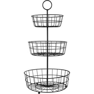 Panier à fruits en fil de fer, best-seller, finition noire, luxe, rond, pour table, paniers de rangement décoratifs, 3 niveaux - Product Image 2