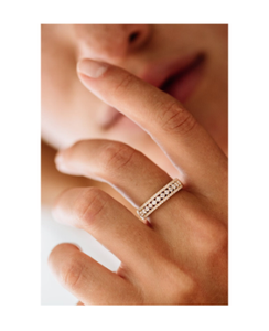 Bague de mariage pour femme Tishya Diamond, fournisseur indien, 0,64 ct, moissanite, triple rangée, tendance, plaqué or rose, bague hindoue - Product Image 2