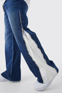 กางเกงยีนส์ขาบานหลายกระเป๋าสีฟ้าน้ำแข็งสีฟ้า2025แนวสตรีทสูงกางเกงผ้าเดนิมแฟชั่นสำหรับทั้งชายและหญิง - Product Image 3