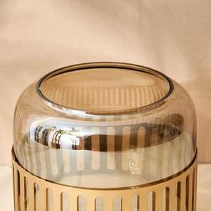 เชิงเทียนแก้วเฮอริเคนสีเขียวสไตล์โคมไฟที่ตกแต่งบ้านอย่างหรูหรามาใหม่พร้อมเคลือบสีทองสำหรับตกแต่งเทศกาลคริสต์มาส - Product Image 6