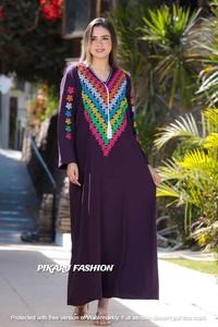 ชุดคลุมยาวพิมพ์ลายดอกไม้ทำด้วยมือสไตล์อินเดียขนาดพิเศษชุดเดรสอาบายาธรรมชาติยาวถึงพื้นสำหรับฤดูหนาว - Product Image 4