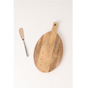 100% Planche à découper en bois d'acacia naturel et de mangue avec poignée Planches à découper en bois - Product Image 1
