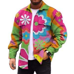 Youth Fashion Urban Fashion <b>Jacket</b> Personalized Design Sense Printing Lapel <b>Men's</b> Shirt <b>Jacket</b> Tops - Product Image 5