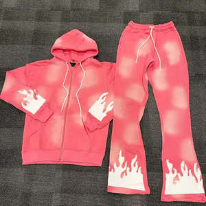 Chándal estampado para hombre, pantalón de chándal acampanado apilado y chándales de algodón 100% de Pakistán - Product Image 2