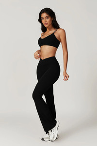 New Arrival Athletic Elastic Fitness Wear Yoga Gym Set Hot Selling 2 Piece Set Women Sports Bra & High Waist <b>Flare</b> <b>Leggings</b> Set - Product Image 3