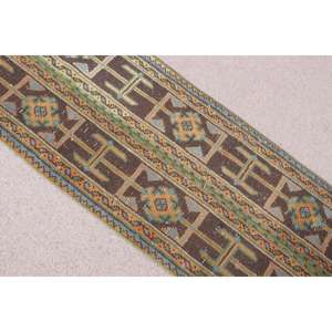 พรมวิ่งสไตล์วินเทจจากตุรกี ขนาด 1.6x5.8 ฟุต พรมขนสัตว์สีน้ำตาล - Product Image 4