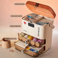 Boîte de rangement verrouillable, boîte organisatrice multi-niveaux, boîte de rangement en plastique pour médicaments, boîte de premiers secours, conteneur pour fournitures médicales avec poignée