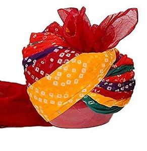 Rajasthani Tela de algodón Multicolor Bandhani Pagri Safa y turbante - Product Image 2