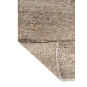 พรมขนสัตว์และไหมไผ่ถักมือสีเบจและสีน้ำตาล ขนาด 9x12 ฟุต รูปทรงสี่เหลี่ยมผืนผ้า สำหรับห้องนั่งเล่นหรือทางเดินในบ้าน-AKWB-3538 - Product Image 5
