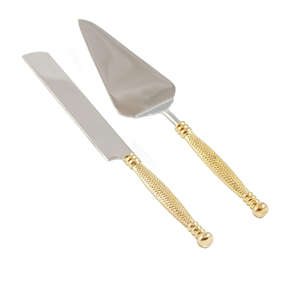 Juego de cuchillo y servicio de pastel de acero inoxidable de diseño clásico, mango de latón pulido con espejo, juego de servicio de pastel de la mejor calidad - Product Image 4