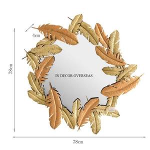 กระจกผนังทรงกลมกรอบเคลือบทองทำจากโลหะอุปกรณ์ตกแต่งบ้านและโรงแรม - Product Image 1