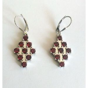 Geometric Vintage and Trendy Rose Gold Drop and Hoop <b>Earrings</b> with <b>Garnet</b> Topaz Amethyst Diamond Sapphire-Gold Plated - Product Image 1