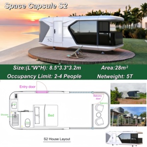 Casa Mobile Prefabbricata Ecologica Moderna a Forma di Capsula Spaziale, Container Portatile su Ruote con Arredamento Completo - Product Image 2