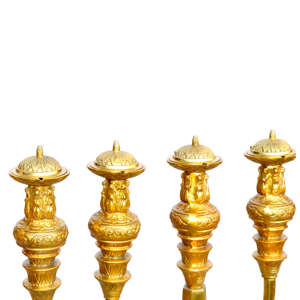 เชิงเทียนวัดโบราณทำด้วยมือเชิงเทียนโลหะชุบทอง7สาขาสำหรับตกแต่งบ้านและงานแต่งงาน - Product Image 3