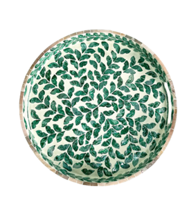 Bandeja Redonda Hecha a Mano con Incrustaciones de Nácar, Bandeja Decorativa para Servir en Mesa de Centro, Tocador, Decoración del Hogar, de Vietnam - Product Image 5