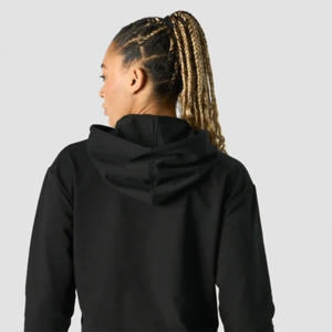 Sweat-shirt tricoté court décontracté à capuche pour femme confortable avec technique imprimée pour les saisons d'automne et d'hiver - Product Image 5