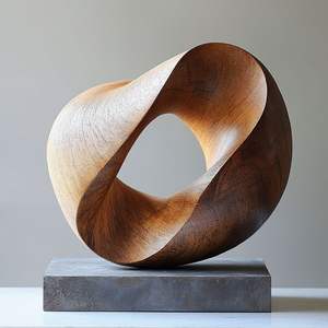 Sculpture de table en bois moderne décorative, accessoire artistique pour la maison, aménagement intérieur élégant, décoration de table de salon, artisanat - Product Image 4