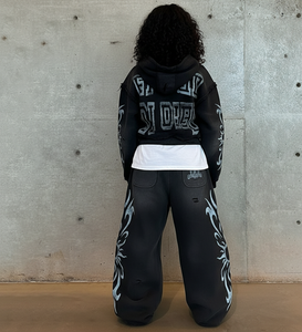 Conjunto de Dos Piezas para Mujer Talla Grande, Invierno, Sólido, Bordado, Sudadera con Capucha y Cremallera de Corte Regular y Pantalones Jogger por Encima de la Rodilla, Estilo Casual Urbano - Product Image 2