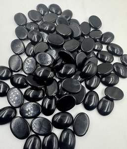 หินโมราเจียระไนธรรมชาติสีดำ18X25มม. อัญมณีทรงรีเรียบสำหรับทำเครื่องประดับอัญมณีขายส่ง - Product Image 3
