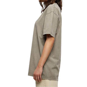 Camiseta de peso pesado para mujer, Camiseta con hombros caídos, camiseta Vintage de lavado ácido de piedra - Product Image 3