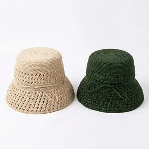 Raffia Straw <b>Bucket</b> <b>Hat</b> Handmade Embroidered Dobby Style Beach Travel Casual Unisex Adult 56-58CM - Product Image 2