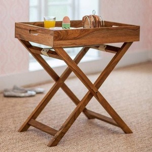 Mesa de Servicio Plegable de Bambú Ligera y Moderna, Diseño Personalizado para Habitaciones de Huéspedes, Carrito para Hoteles - Product Image 4