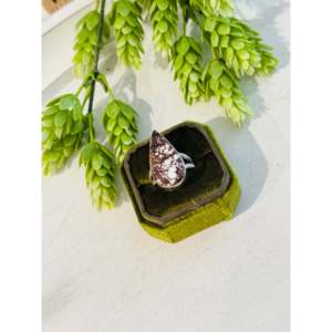 Southwest Boho <b>Statement</b> <b>Ring</b> Wild Horse & Sterling <b>Silver</b> with Natural Stone Oval Cut Pear Shape Size 8.75 Everyday Wear - Product Image 4