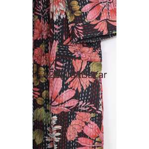 Classy Kantha Kimono Jacket Quilted Hand Printed 100% Cotton Elegant Winter <b>Festive</b> Wear Breathable Soft For Women - Product Image 2