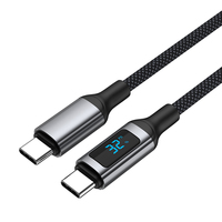 Câble USB-C vers C 60W à affichage numérique et charge rapide avec conducteur en cuivre pur, blindage tressé et gaine en nylon pour iOS et ordinateur