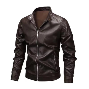 Blouson Bomber en Cuir PU Noir Coupe Slim Coupe-Vent Style Motard Classique de Haute Qualité pour Hommes – Vente en Gros OEM - Product Image 2