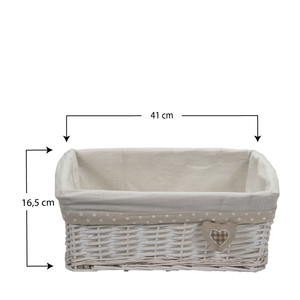 Set di 3 cestini da bagno in vimini bianco 3 dimensioni con rivestimento in tessuto Organizer - Product Image 2