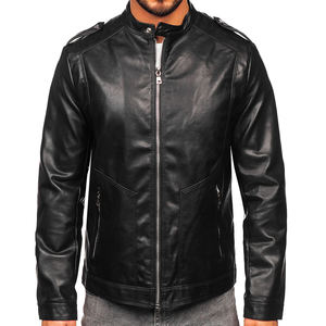 Vente en gros Veste en cuir élégante avec logo personnalisé OEM pour hommes avec broderie serviette Veste en cuir véritable - Product Image 4