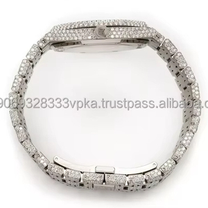 Reloj de pulsera analógico de lujo para hombre, acero inoxidable de alta calidad, Diamante de moissanita de dos tonos único, 41mm, cristal envejecido helado, Hip Hop - Product Image 4