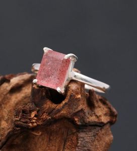 แหวนควอตซ์สตรอว์เบอร์รี่925เครื่องประดับผู้หญิงเงินสเตอร์ลิงเครื่องประดับงานหมั้นงานวันเกิดงานแต่งงานจำนวนมากขายส่ง - Product Image 2