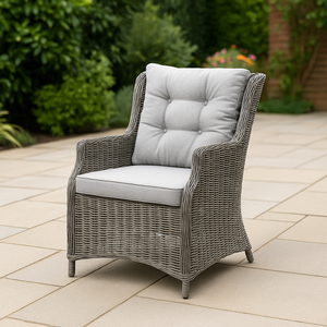 Fauteuil de jardin moderne en rotin tressé marron, imperméable, avec coussin, pour balcon extérieur, idéal pour la salle à manger et l'hôtellerie - Product Image 2