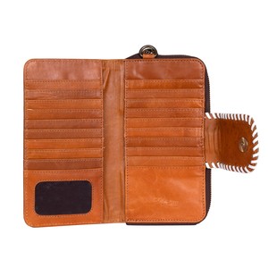 Bolso de mano bohemio hecho a mano para mujer, billetera de moda occidental de cuero genuino con decoración de borlas, cierre de cremallera única, forro de lona - Product Image 2