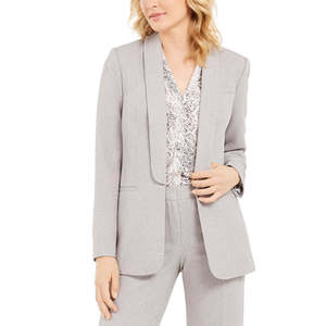 Blazer Parker in Twill da Donna Calvin Klein, Grigio Velluto, Taglia 2, Doppiopetto con Chiusura a Bottone Singolo, Tessuto Intrecciato con Ricami - Product Image 1