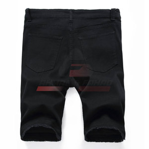 Wholesale Lightweight 100% Cotton Men's <b>Jeans</b> Shorts Comfortable <b>Elastic</b> <b>Waist</b> Solid Pattern Casual Style Online Sale - Product Image 2
