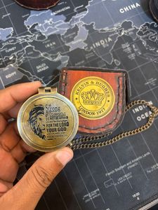 Be strong Quote Brass Premium Nautical Brass <b>Compass</b> With Leather chain in Handmade gift Antique - Product Image 2