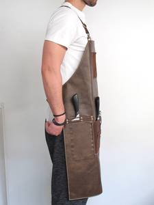 Custom Logo Adjustable and Waterproof Leather <b>Apron</b> Large Zipper Pocket Kitchen <b>Chef</b> <b>Apron</b> for Women and Men LAN-0235 - Product Image 6