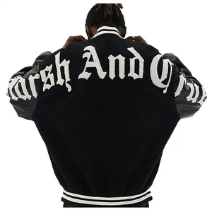 Venta al por mayor OEM logotipo personalizado Vintage Varsity Letterman chaqueta primavera Chenille bordado mangas de cuero con patrón de decoración - Product Image 6