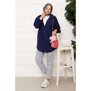 <span class=keywords><strong>Camicia</strong></span> <span class=keywords><strong>Kimono</strong></span> Blu Navy da <span class=keywords><strong>Donna</strong></span> con Colletto a Fiocco, Stile Vintage, Casual, in Lino e Popeline, Lunghezza Lunga per Primavera e Autunno, Taglia XL - Product Image 1