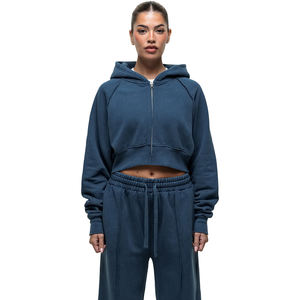 เสื้อฮู้ดดี้ผู้หญิงผ้าฟลีซคอตตอนขนาดใหญ่พิเศษ แบบมีซับในกันหนาว ป้องกันขนร่วง ทรงหลวม ไหล่ตก น้ำหนักมาก รับผลิตตามสั่งขายส่ง - Product Image 2