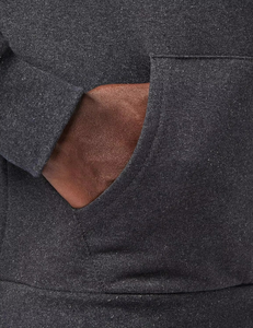 Sweat-shirt à capuche en molleton gris anthracite uni pour homme, avec cordon de serrage à la capuche, poche kangourou avant, polyester/coton - Product Image 2