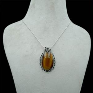 Collar con colgante de ojo de tigre Natural de Plata de Ley 925, cadenas de piedras preciosas de moda, regalo de joyería para niñas y mujeres - Product Image 1